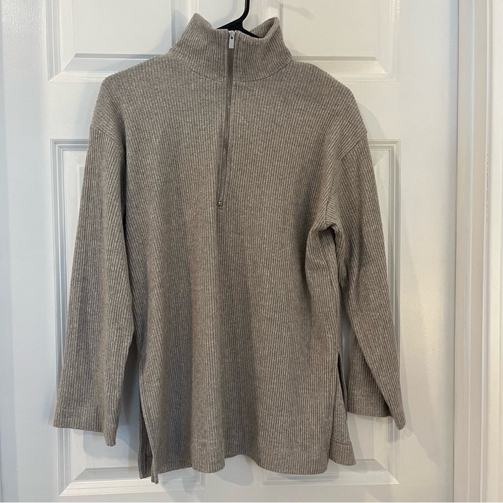 H&M Grey Jersey Rib Knit Sweater
